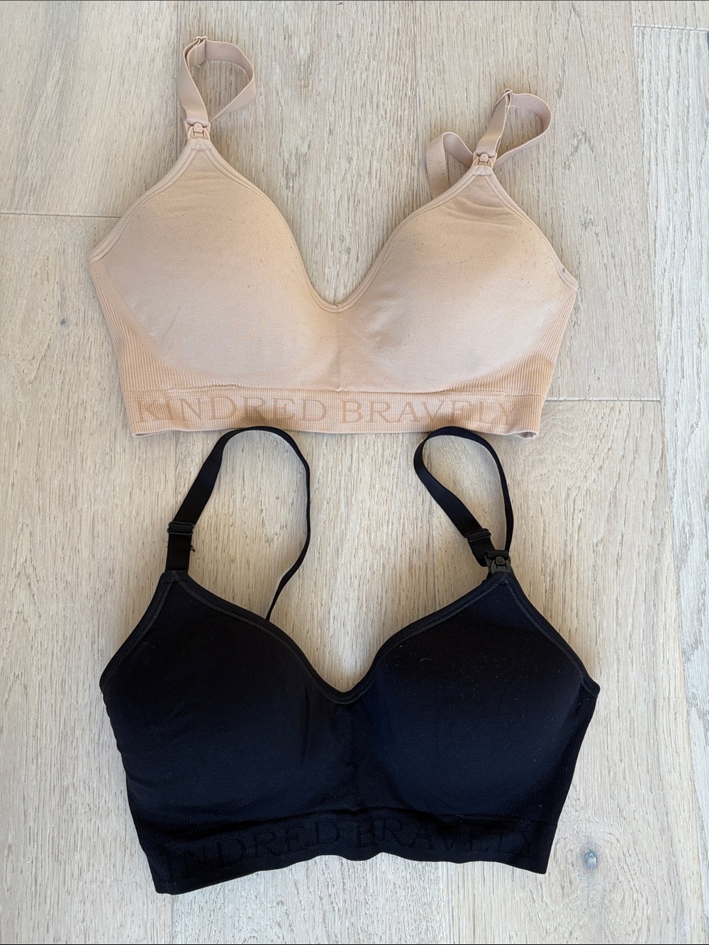 Kindred Bravely Nude & Black Seamless Nursing Bra Duo